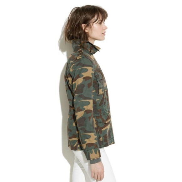 Madewell Outbound Camouflage Button Front Utility Jacket Olive Green Tan Brown - Picture 3 of 14